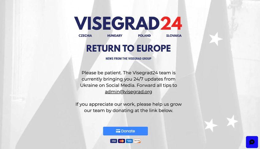 Site-ul Visegrad 24 este practic inexistent și funcționează doar ca platformă de donații.