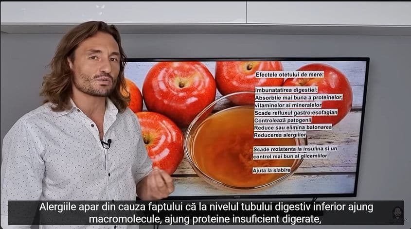 Doctor Cezar explică beneficiile oțetului de mere. Captură foto via Youtube