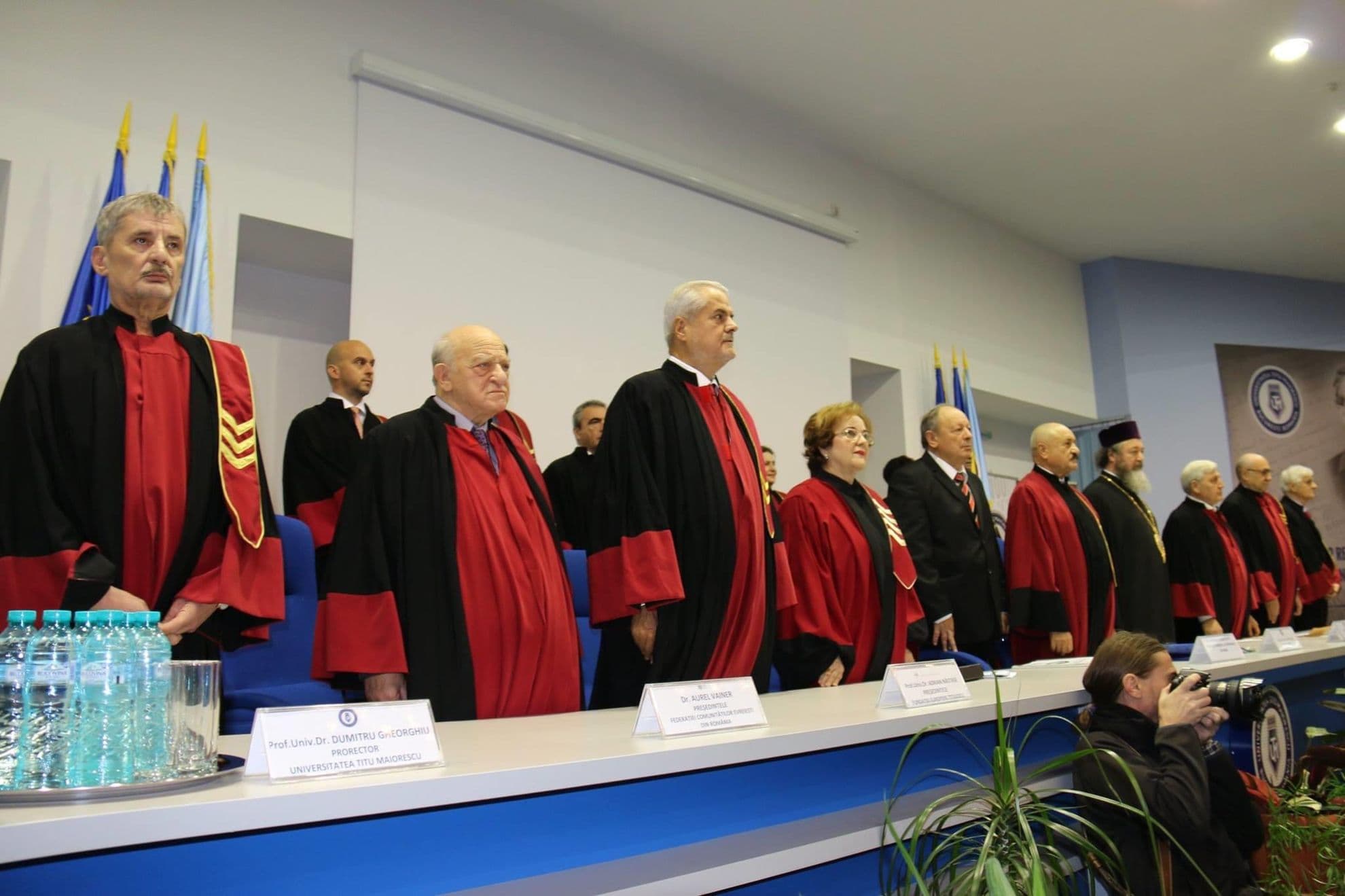 Rectorul interimar al UTM, Smaranda Angheni, președintele UTM, Iosif Urs, președintele Senatului UTM, Dan Ungureanu și vicepreședintele Consiliului de Administrație al UTM, Valentin Pau FOTO Pagina de Facebook a UTM