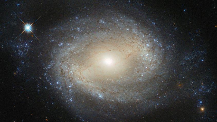 <strong>O galaxie spiralată foarte elegantă (NGC 4639), care ascunde un monstru înfometat în centrul ei. Foto: ESA/Hubble & NASA</strong>