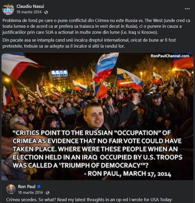 Whataboutismul, arma preferată a celor care fac, voluntar sau nu, propagandă putinistă. Sau sovietică. Captură foto via Facebook