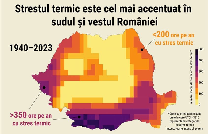 Oradea se află într-o zonă cu stres termic accentuat. Foto: InfoClima